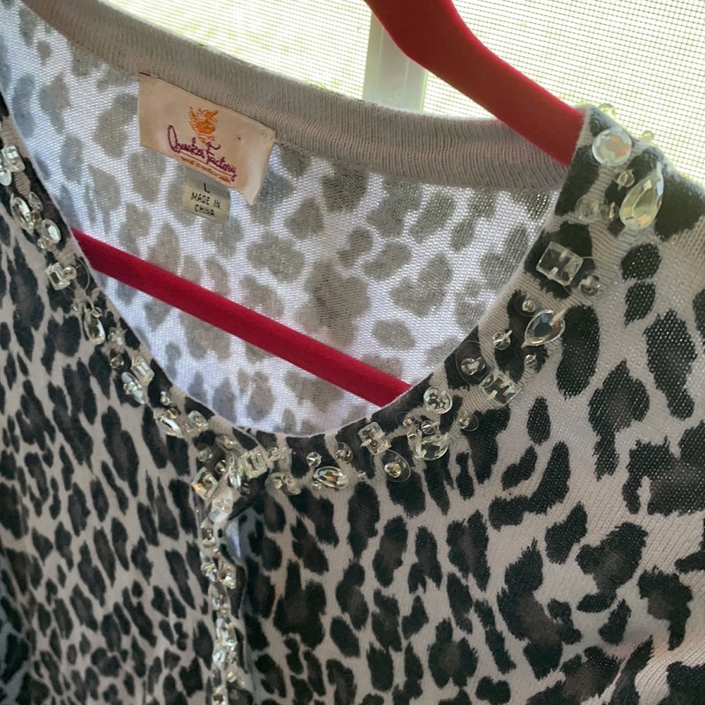 Quacker Factory Button Down Cardigan Bling Sz-Lg - image 6